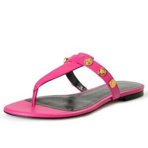 NEW Versace Orchid Medusa Stud Thong Leather Sandals